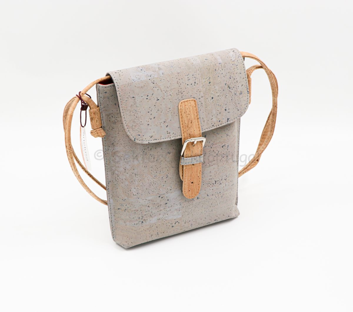GREY CROSSBODY BAG WITH DETAILS IN NATURAL CORK - SektorCorkPortugal