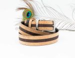 REVERSIBLE CORK LEATHER BELT with Stripes