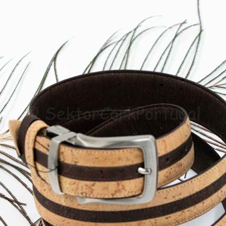 Reversible Cork Belt with Stripes