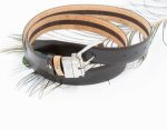 REVERSIBLE CORK LEATHER BELT with Stripes