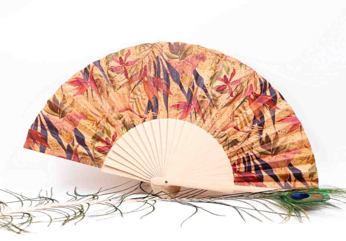 Cork Hand Fan with drawing Tahiti SektorCorkPortugal