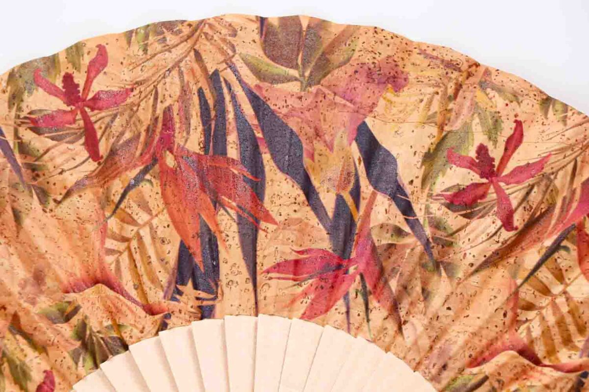 Cork Hand Fan with drawing Tahiti SektorCorkPortugal