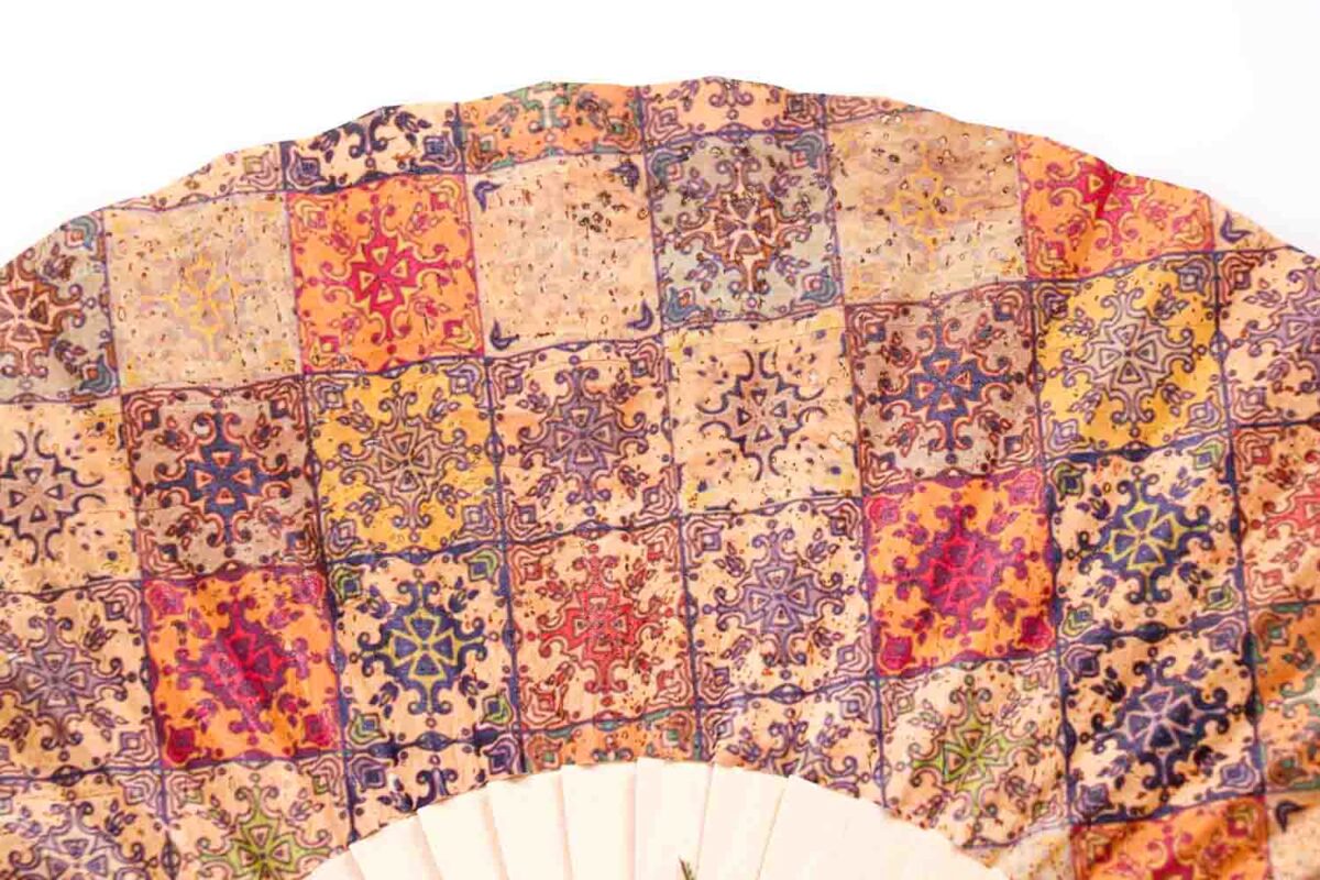 Cork Hand Fan with drawing Mosaic SektorCorkPortugal